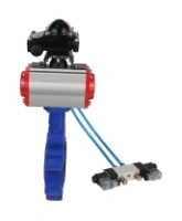 Затвор дисковый поворотный DN.ru WBV1631N-2W-Fb-H Ду150 Ру16 LUG корпус - чугун QT450, диск - нержавеющая сталь 304, уплотнение - NBR, с пневмоприводом DN.ru PA-SA-160, пневмораспределителем 4V320-08 AC220V и БКВ APL-210N