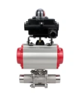 Кран шаровой DN.ru BV3232P(3pc)-FP-W-ISO-H LONG Ду65 Ру25 полнопроходной, корпус - нержавеющая сталь 316, уплотнение - PTFE, под приварку, с пневмоприводом DN.ru PA-DA-083 и БКВ APL-410N EX
