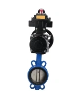 Затвор дисковый поворотный DN.ru WBV1413E-2W-Fb-H Ду150 Ру16, корпус - чугун GGG50, диск - чугун GGG40, уплотнение - EPDM, с пневмоприводом DN.ru PA-DA-105-1 двойного действия, с БКВ APL-410N EX