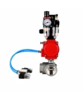 Кран шаровой DN.ru BV3232P(4pc)-SP-3WL-T-ISO-H WDVF Ду40 Ру63 стандартнопроходной, 3-ходовой L-тип, внутренняя резьба, нержавеющая сталь AISI 316, PTFE, с пневмоприводом PA-SA-130, пневмораспределителем 4V320-08 AC220V, БКВ APL-210N и БПВ AFC2000