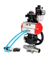 Кран шаровой DN.ru BV3232P(3pc)-FP-W-ISO-H LONG Ду65 Ру25 полнопроход., корпус - нерж.сталь 316, уплотнение - PTFE, под приварку, с пн.приводом PA-DA-083, пн.распределителем 4V320-08 AC220V, редуктором MON2-450-T28-ISO, БКВ APL-210N и БПВ AFC2000