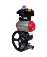 Кран шаровой DN.ru BV3232P(3pc)-FP-W-ISO-H LONG Ду65 Ру25 полнопроход., корпус - нерж.сталь 316, уплотнение - PTFE, под приварку, с пн.приводом PA-DA-083, пн.распределителем 4M310-08 AC220V, ручным дублером MON2-450-T28-ISO и БКВ APL-410N EX
