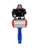 Затвор дисковый поворотный DN.ru WBV1616E-2W-Fb-H Ду50 Ру16 LUG корпус - чугун QT450, диск - чугун QT450, уплотнение - EPDM, с пневмоприводом DN.ru PA-DA-065, пневмораспределителем 4M310-08 AC220V и БКВ APL-410N EX