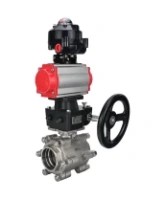 Кран шаровой DN.ru BV3232P(3pc)-FP-SW-ISO-H Ду65 Ру63 полнопроходной, корпус - нержавеющая сталь SS316, под приварку, с пневмоприводом PA-DA-105, БКВ APL-510N EX, ручным дублером MON2-450-T28-ISO