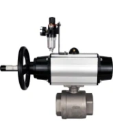 Кран шаровой DN.ru BV3232P(2pc)-FP-T-ISO-H Ду100 Ру40 полнопроходной двухходовой, нержавеющая сталь SS316, внутренняя резьба, уплотнение - PTFE, с пневмоприводом PA-DA-105-1 двойного действия, с пневмораспределителем 4M310-08 AC220V, с БПВ AFC2000