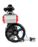 Кран шаровой DN.ru BV3232P(3pc)-FP-W-ISO-H Ду40 Ру40, полнопроходной, трехсоставной, нержавеющая сталь 316, PTFE, под приварку, с пневмоприводом PA-DA-083, пневмораспределителем 4V320-10 AC220V, БКВ APL-210N, ручным дублером MON2-450-T28-ISO