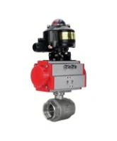 Кран шаровой DN.ru 3/4″ Ду20 Ру63 полнопроходной двухходовой, нержавеющая сталь SS316, внутренняя резьба, уплотнение - PTFE, с пневмоприводом DN.ru PA-DA-52 и БКВ APL-510N-EX (BV3232P(2pc)-FP-T-ISO-H)