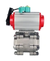 Кран шаровой DN.ru BV3232P(3pc)-FP-SW-ISO-H Ду100 Ру63 полнопроходной, корпус - нержавеющая сталь SS316, под приварку, с пневмоприводом PA-DA-105, магнитным переключателем ALS200D