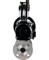 Кран шаровой DN.ru BV3131P(3pc)-FP-F-ISO-H Ду100 Ру16 полнопроходной трехсоставной, фланцевый, нержавеющая сталь 304, уплотнение - PTFE, 22х22, F10, WDVF, с пневмоприводом DN.ru PA-DA-105-1, пневмораспределителем 4M310-08 AC220V и БПВ AFC2000