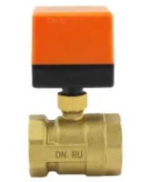 Кран шаровой DN.ru BV0030NP-SP-T-ED Ду40 Ру16 стандартнопроходной двухходовой, латунь, внутренняя резьба, уплотнение - нитриловый каучук / PTFE, с электроприводом 220В без концевых выключателей