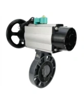 Затвор дисковый поворотный DN.ru WBV4242E-2W-Fb-ISO Дн80 Ру10 межфланцевый, корпус - НПВХ, диск - НПВХ, уплотнение - EPDM, с пневмоприводом PA-DA-105-1, пневмораспределителем 4M310-08 AC220V и магнитным переключателем ALS200D