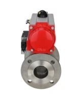Кран шаровой DN.ru BV3232P(2pc)-FP-F-ISO-R Ду300 Ру16 полнопроходной двухходовой, нержавеющая сталь 316, фланцевый, уплотнение - PTFE, с пневмоприводом PA-DA-210 двойного действия и пневмораспределителем 4M310-08 AC220V