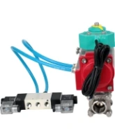 Кран шаровой DN.ru BV3232P(3pc)-FP-W-ISO-H Ду80 Ру25 полнопроходной, корпус - нержавеющая сталь 316, уплотнение - PTFE, под приварку, с пневмоприводом PA-DA-105, пневмораспределителем 4V320-08 AC220V и магнитным переключателем ALS200D