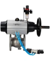 Кран шаровой DN.ru BV3232P(2pc)-FP-F-ISO-H Ду100 Ру16, полнопроходной фланцевый, нержавеющая сталь SS316, уплотнение - PTFE, с пневмоприводом PA-DA-105-1 двойного действия, с пневмораспределителем 4V320-08 AC220V, с БПВ AFC2000