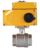 Кран шаровой DN.ru BV3232P(2pc)-FP-T-ISO-H Ду80 Ру40 полнопроходной двухходовой, нержавеющая сталь 316, внутренняя резьба, уплотнение - PTFE, с электроприводом четвертьоборотным QT-N-010EM-O1-220VAC-У1