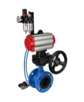 Затвор дисковый поворотный DN.ru WBV1313E-2W-F-H Ду100 Ру16 фланцевый, корпус - чугун GGG40, диск - чугун GGG40, EPDM, с пневмоприводом DN.ru PA-DA-105, пневмораспределителем DN.ru 4V320-08 AC220V, дублером DN.ru MON1-250-T26-ISO и БПВ DN.ru AFC2000