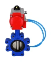 Затвор дисковый поворотный DN.ru WBV1616E-2W-Fb-H Ду100 Ру16 LUG корпус - чугун QT450, диск - чугун QT450, уплотнение - EPDM, с пневмоприводом DN.ru PA-SA-130 и пневмораспределителем 4V320-08 AC220V