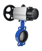Затвор дисковый поворотный DN.ru WBV1132N-2W-Fb-H Ду125 Ру16, корпус - чугун GG25, диск - нержавеющая сталь 316L, уплотнение - NBR, с пневмоприводом DN.ru PA-DA-105-1