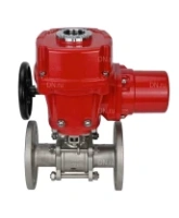 Кран шаровой DN.ru BV3131P(3pc)-FP-F-ISO-H Ду15 Ру40 трехсоставный из нержавеющей стали SS304, фланцевый, уплотнение - PTFE, полнопроходной, с 1/4-оборотным электроприводом DN.ru QT-EX-005M-O2-220VAC-У1