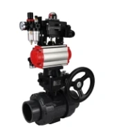 Кран шаровой DN.ru BV4242E-FP-GRM-ISO Дн50 Ру10 полнопроходной, корпус - НПВХ, шар - НПВХ, уплотнение - EPDM, с пневмоприводом PA-DA-052, пневмораспределителем 4M310-08 AC220V, ручным дублером MON1-250-T26-ISO, БКВ APL-410N EX и БПВ AFC2000