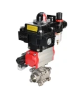 Кран шаровой DN.ru BV3232P(3pc)-FP-W-ISO-H Ду65 Ру25, полнопроходной под приварку, нержавеющая сталь SS316, уплотнение - PTFE, с пневмоприводом PA-DA-083 двойного действия, с пневмораспределителем 4M310-08 AC220V, с БКВ APL-410N EX, с БПВ AFC2000