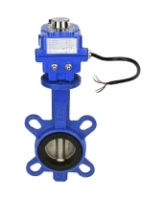 Затвор дисковый поворотный DN.ru WBV1432E-2W-Fb-H Ду40 Ру16, корпус - чугун GGG50, диск - нержавеющая сталь 316L, уплотнение - EPDM, с электроприводом DN.ru QT-N-003EM-O1-12VDC-У1 blue 12В