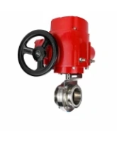Затвор дисковый поворотный DN.ru WBV3131S-2W-C-H Ду100 Ру10 кламповый, корпус - пищевая нержавеющая сталь 304, уплотнение - Silicon, с электроприводом QT-EX-005M-O2-220VAC-У1 с моментной муфтой и штурвалом