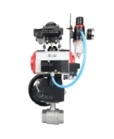 Кран шаровой DN.ru BV3232P(2pc)-FP-T-ISO-H Ду65 Ру40 полнопроходной, нерж. сталь SS316, внутренняя резьба, PTFE, с пневмоприводом PA-DA-083, с пневмораспределителем 4M310-08 AC220V, с БКВ APL-210N, с ручным дублером MON2-450-T28-ISO, с БПВ AFC2000