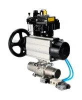 Кран шаровой DN.ru BV3232P(3pc)-FP-W-ISO-H LONG Ду80 Ру25, полнопроходной, трехсоставной, нержавеющая сталь 316, уплотнение - PTFE, под приварку, с пневмоприводом PA-DA-105-1, с пневмораспределителем 4V320-08 AC220V, БКВ APL-410N Ex, БПВ AFC2000