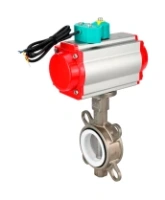 Затвор дисковый поворотный DN.ru WBV3131P-2W-Fb-H Ду100 Ру16 корпус - нержавеющая сталь 304, диск - нержавеющая сталь 304, уплотнение - PTFE, с пневмоприводом PA-DA-083 и магнитным переключателем ALS200D