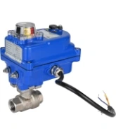 Кран шаровой DN.ru BV3232P(2pc)-FP-T-ISO-H 3/8″ Ду10 Ру63 полнопроходной двухходовой, нержавеющая сталь SS316, внутренняя резьба, уплотнение - PTFE, с электроприводом четвертьоборотным DN.ru QT-N-003EM-O1-12VDC-У1 blue