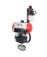 Кран шаровой DN.ru BV3232P(2pc)-FP-T-ISO-H Ду40 Ру63 полнопроходной двухходовой, нержавеющая сталь SS316, внутренняя резьба, PTFE, с пневмоприводом PA-DA-083, с пневмораспределителем 4M310-08 220В, с ручным дублером MON2-450-T28-ISO, с БПВ AFC2000