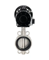 Затвор дисковый поворотный DN.ru WBV3131V-2W-Fb-H Ду150 Ру16 межфланцевый, корпус - нержавеющая сталь 304, диск - нержавеющая сталь 304, уплотнение - VITON, с пневмоприводом PA-DA-105-1 и пневмораспределителем 4M310-08 220В NAMUR