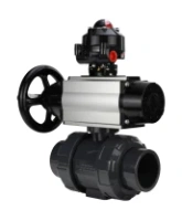 Кран шаровой DN.ru BV4242E-FP-GRM-ISO Дн50 Ру10 полнопроходной, корпус - НПВХ, шар - НПВХ, уплотнение - EPDM, с пневмоприводом PA-DA-105-1 и БКВ APL-510N EX