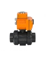 Кран шаровой DN.ru BV4242E-FP-GRM-ISO Дн50 Ру10 полнопроходной, корпус - НПВХ, шар - НПВХ, уплотнение - EPDM, с электроприводом DN.ru QT-N-005EM-O1-380VAC-У1 HARK