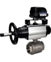 Кран шаровой DN.ru BV3232P(2pc)-FP-T-ISO-H Ду100 Ру40 полнопроходной двухходовой, нерж. сталь SS316, внутренняя резьба, PTFE, с пневмоприводом PA-DA-105-1 двойного действия и с электропневматич. поворотным позиционером YT-1000RSN без обратной связи