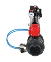 Кран шаровой DN.ru BV4242E-FP-GRM-ISO Дн50 Ру10 полнопроходной, корпус - НПВХ, шар - НПВХ, уплотнение - EPDM, с пневмоприводом PA-DA-052, пневмораспределителем 4V320-10 AC220V, БКВ APL-510N EX и БПВ AFC2000