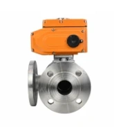 Кран шаровой DN.ru BV3232P(2pc)-FP-3WL-F-ISO-H Ду20 Ру16 HYMT, трехходовой L-тип, полнопроходной, фланцевый, корпус - нержавеющая сталь SS316, с электроприводом QT-N-005EM-O1-220VAC-У1