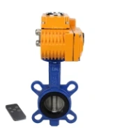 Затвор дисковый поворотный DN.ru WBV1432E-2W-Fb-H Ду125 Ру16, корпус - чугун GGG50, диск - нержавеющая сталь 316L, уплотнение - EPDM, с электроприводом DN.ru QT-N-010EM-B1-220VAC-У1 220В (0-10В) HARK