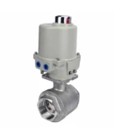 Кран шаровой DN.ru BV3232P(2pc)-FP-T-ISO-H Ду40 Ру63 полнопроходной двухходовой, нержавеющая сталь SS316, внутренняя резьба, уплотнение - PTFE, с электроприводом ГЗ-ОФ-45/11К 220В