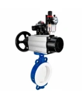 Затвор дисковый поворотный DN.ru WBV3434Pf-2W-Fb-R Ду200 Ру16, корпус - угл. сталь WCB, диск - угл. сталь WCB, футерованный PTFE, уплотнение - PTFE, с пневмоприводом PA-DA-105-1, пневмораспределителем 4M310-08 AC220V, БКВ APL-210N и БПВ AFC2000