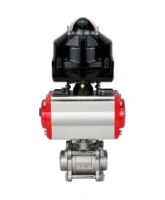 Кран шаровой DN.ru BV3232P(3pc)-FP-W-ISO-H Ду65 Ру25 полнопроходной двухходовой, нержавеющая сталь SS316, под приварку, уплотнение - PTFE, с пн.приводом DN.ru PA-DA-083 пн.распределителем 4M310-08 AC220V и БКВ APL-510N-EX