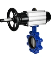 Затвор дисковый поворотный DN.ru WBV1631N-2W-Fb-H Ду150 Ру16 LUG корпус - чугун QT450, диск - нержавеющая сталь 304, уплотнение - NBR, с пневмоприводом PA-DA-105-1