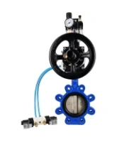 Затвор дисковый поворотный DN.ru WBV1616E-2W-Fb-H Ду125 Ру16 LUG корпус - чугун QT450, диск - чугун QT450, уплотнение - EPDM, с пневмоприводом DN.ru PA-DA-105-1, пневмораспределителем 4V320-08 AC220V, БКВ APL-210N и БПВ AFC2000