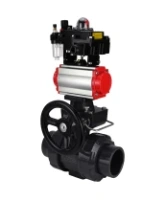 Кран шаровой DN.ru BV4242E-FP-GRM-ISO Дн50 Ру10 полнопроходной, корпус - НПВХ, шар - НПВХ, уплотнение - EPDM, с пневмоприводом PA-DA-052, пневмораспределителем 4M310-08 AC220V, ручным дублером MON1-250-T26-ISO, БКВ APL-410N EX и БПВ AFC2000