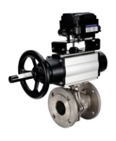 Кран шаровой DN.ru BV3232P(2pc)-FP-F-ISO-H Ду100 Ру16, полнопроходной фланцевый, нержавеющая сталь SS316, уплотнение - PTFE, с пневмоприводом PA-DA-105-1 двойного действия и с электропневматическим поворотным позиционером YT-1000RSN без обратной связи