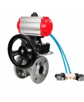 Кран шаровой DN.ru BV3232P(2pc)-FP-F-ISO-H WDVF Ду80 Ру16 полнопроходной, фланцевый, корпус - нержавеющая сталь 316, уплотнение - PTFE, с пневмоприводом PA-DA-105, пневмораспределителем 4V320-08 AC220V и ручным дублером MON2-450-T28-ISO