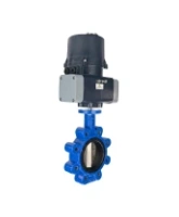 Затвор дисковый поворотный DN.ru WBV1616E-2W-Fb-H Ду100 Ру16 LUG межфланцевый, корпус - чугун QT450, диск - чугун QT450, уплотнение - EPDM, с электроприводом четвертьоборотным DN.ru QTSA-N-014EM-O0-220VAC с пружинным возвратом
