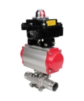Кран шаровой DN.ru BV3232P(3pc)-FP-W-ISO-H LONG Ду65 Ру25 полнопроходной, корпус - нержавеющая сталь 316, уплотнение - PTFE, под приварку, с пневмоприводом DN.ru PA-DA-083 и БКВ APL-410N EX