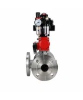 Кран шаровой DN.ru BV3232P(2pc)-FP-3WL-F-ISO-H Ду20 Ру16 HYMT трехходовой L-тип, полнопроходной, фланцевый, корпус - нержавеющая сталь AISI316, с пневмоприводом PA-DA-052, пневмораспределителем 4M320-08 AC220V, БКВ APL-410N EX и БПВ AFC2000